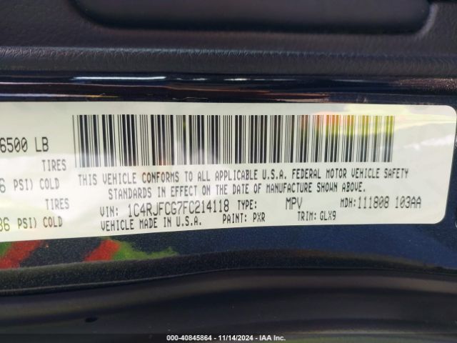 1C4RJFCG7FC214118 Jeep Grand Cherokee Overland