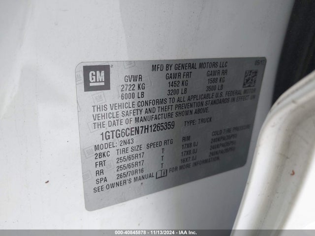 1GTG6CEN7H1265359 GMC CANYON SLE