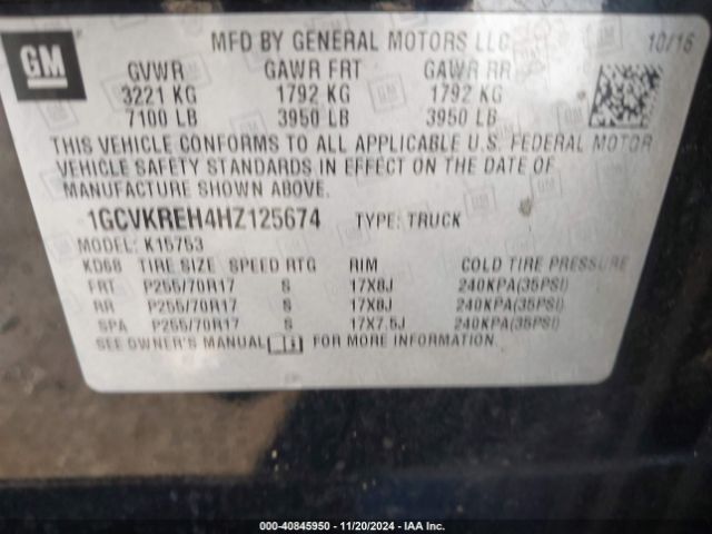 1GCVKREH4HZ125674 Chevrolet Silverado 1500 1lt