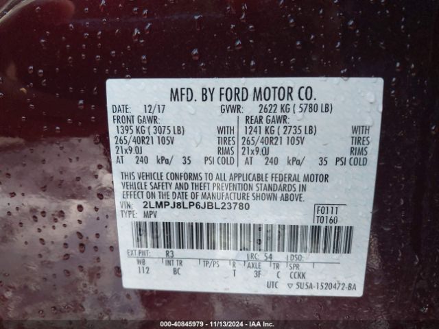 2LMPJ8LP6JBL23780 Lincoln Mkx Reserve