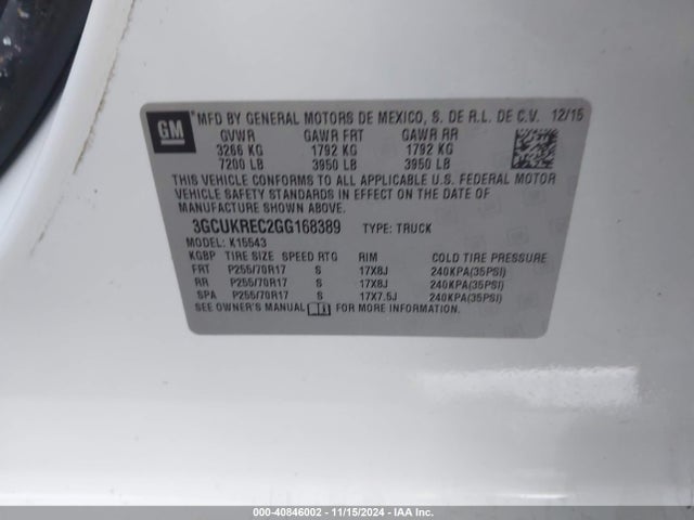 Chevrolet Silverado 1500 1lt 2016 3GCUKREC2GG168389 Image 8