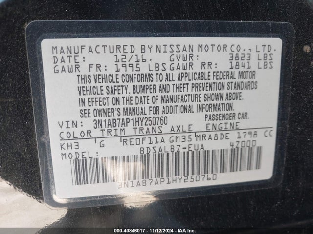 Nissan SENTRA S 2017 3N1AB7AP1HY250760 Image 9