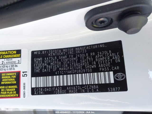 4T1C11AK0PU829150 Toyota CAMRY LE