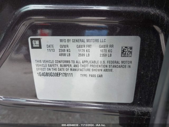 1G4GB5G30EF178111 Buick Lacrosse Leather