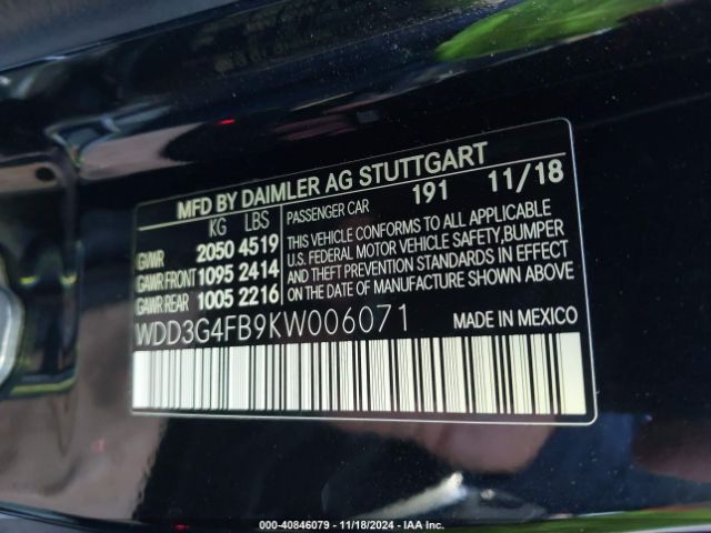WDD3G4FB9KW006071 Mercedes-Benz A 220 4matic