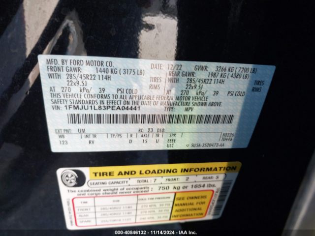 1FMJU1L83PEA04441 Ford Expedition Platinum