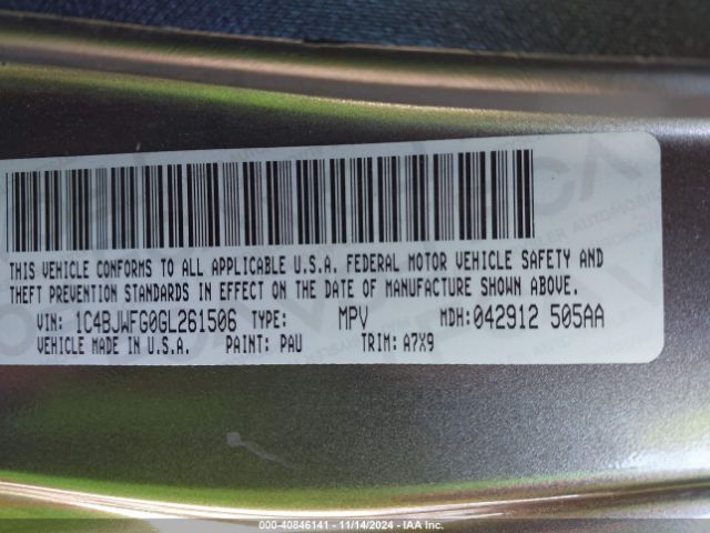 1C4BJWFG0GL261506 Jeep Wrangler Unlimited Rubicon