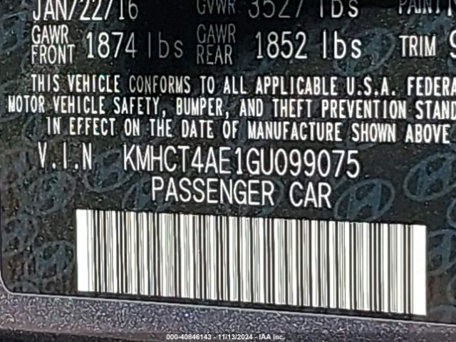 KMHCT4AE1GU099075 Hyundai ACCENT SE
