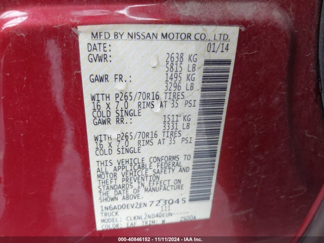 Nissan 2014 2014 1N6AD0EV2EN723045 Image 41