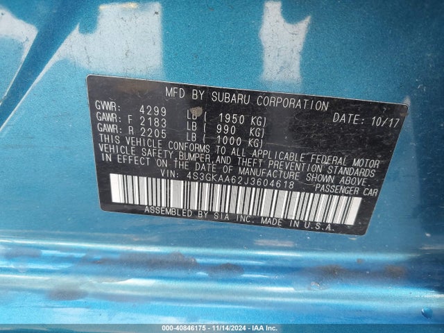 4S3GKAA62J3604618 Subaru Impreza 2.0i