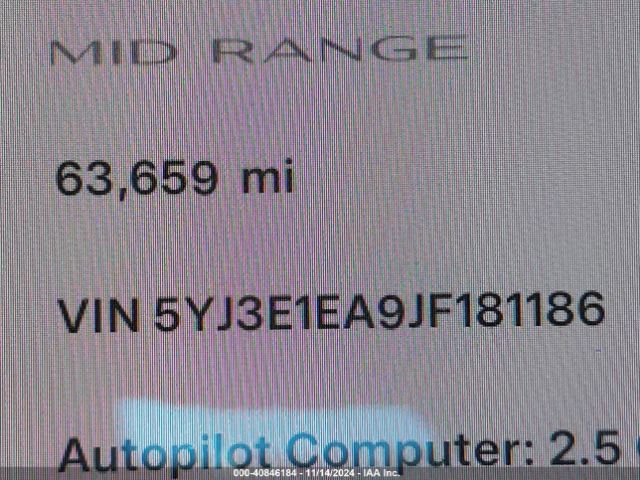 5YJ3E1EA9JF181186 Tesla Model 3 Long Range/mid Range