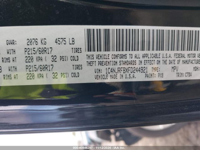 1C4NJRFBXFD244921 Jeep Patriot Latitude