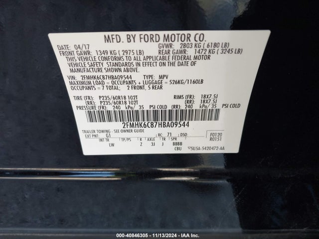 Ford FLEX SEL 2017 2FMHK6C87HBA09544 Image 9