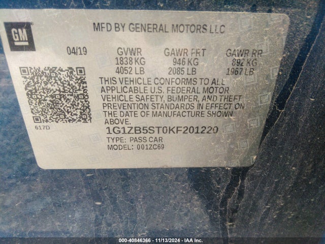 Chevrolet MALIBU LS 2019 1G1ZB5ST0KF201220 Image 9