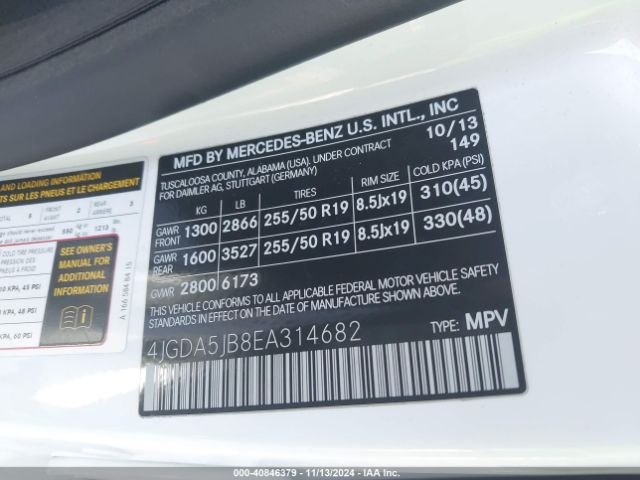 4JGDA5JB8EA314682 Mercedes-Benz ML 350