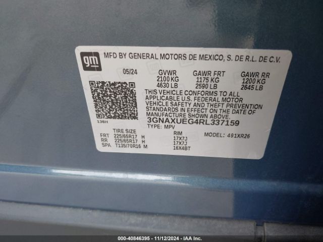 3GNAXUEG4RL337159 Chevrolet Equinox Awd Lt