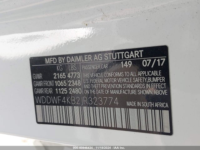 WDDWF4KB2JR323774 Mercedes-Benz C 300 4matic