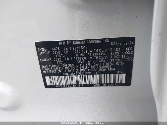 4S4BTGUD8R3239471 Subaru Outback Wilderness