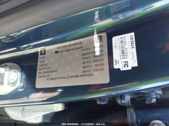 1GCPYBEH7KZ380809 Chevrolet Silverado 1500 Custom