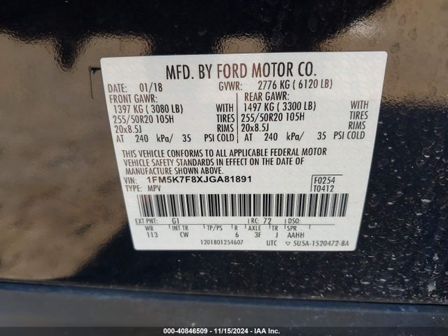 Ford Explorer Limited 2018 1FM5K7F8XJGA81891 Image 9