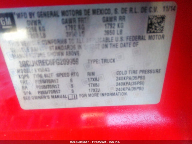 Chevrolet Silverado 1500 1lt 2015 3GCUKREC6FG209959 Image 9