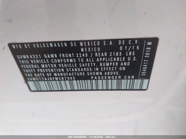 3VWD17AJ6FM287393 Volkswagen Jetta 1.8t Se