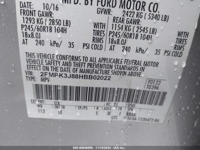 Ford EDGE SEL 2017 2FMPK3J88HBB02022 Image 9