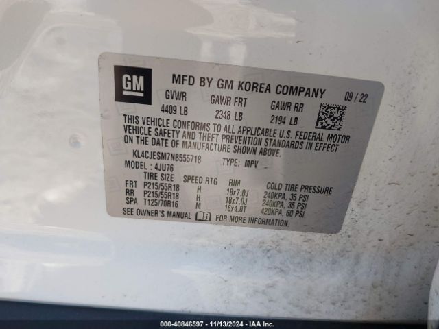 KL4CJESM7NB555718 Buick Encore Awd Preferred