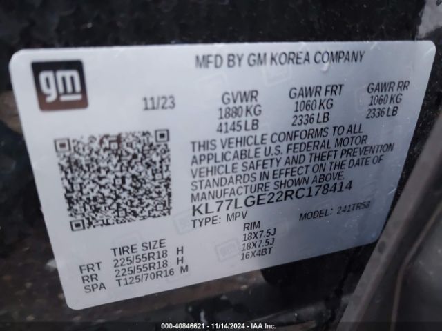 KL77LGE22RC178414 Chevrolet Trax Fwd 1rs