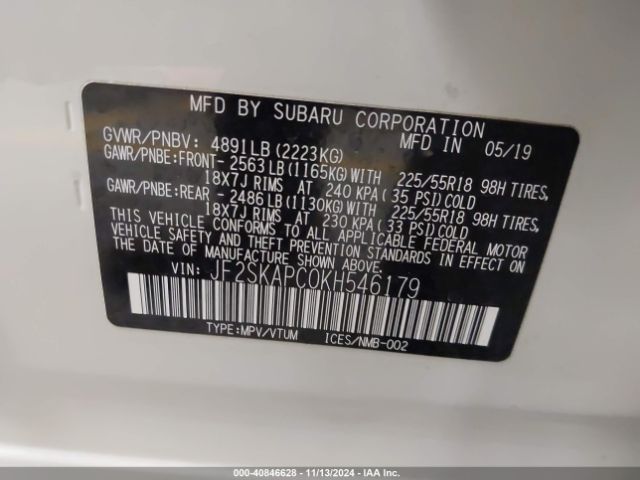 JF2SKAPC0KH546179 Subaru Forester Sport