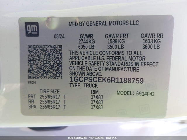1GCPSCEK6R1188759 Chevrolet Colorado 2wd Lt