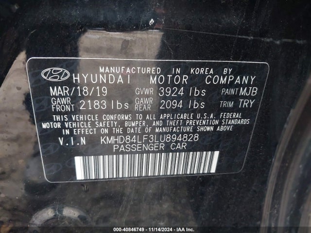 Hyundai ELANTRA SEL 2020 KMHD84LF3LU894828 Image 9