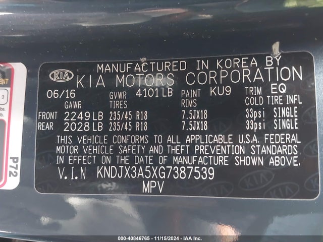 KIA Soul ! 2016 KNDJX3A5XG7387539 Image 9