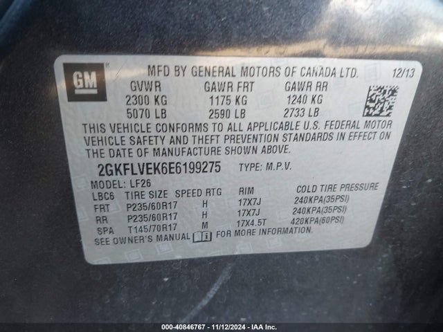 GMC Terrain Sle-1 2014 2GKFLVEK6E6199275 Image 9