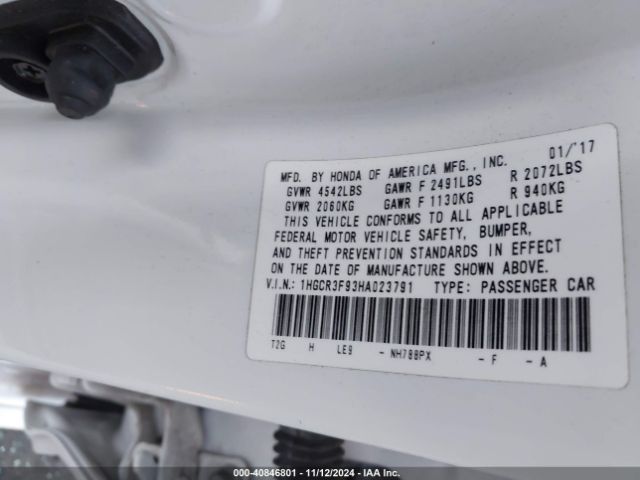 1HGCR3F93HA023791 Honda Accord Touring V6