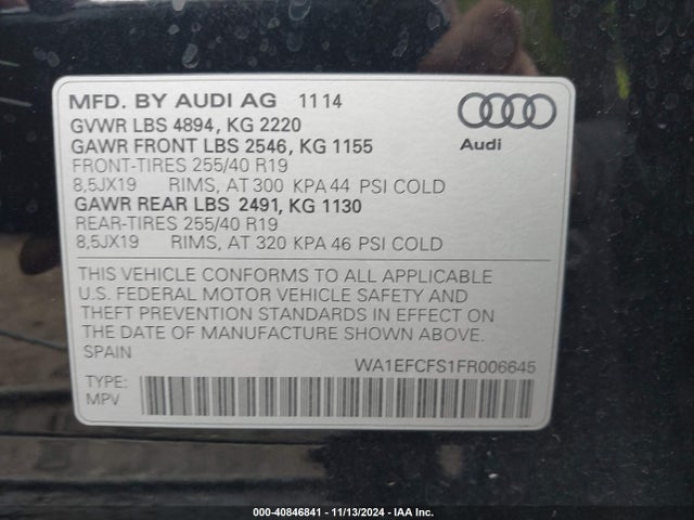 WA1EFCFS1FR006645 Audi Q3 2.0t Premium Plus