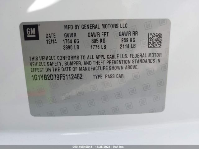 1G1YB2D79F5112462 Chevrolet CORVETTE STINGRAY