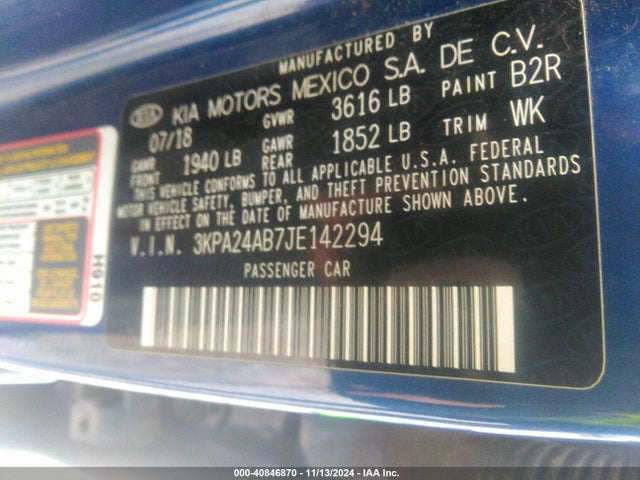 KIA RIO S 2018 3KPA24AB7JE142294 Image 9