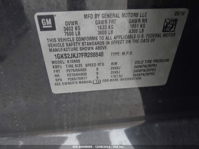2015 GMC YUKON XL 1500 1GKS2JKJ7FR288848 Photo 8