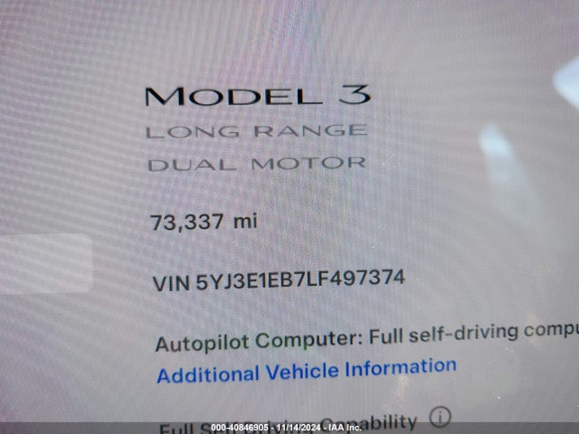 Tesla Model 3 Long Range Dual Motor All-wheel Drive 2020 5YJ3E1EB7LF497374 Image 16
