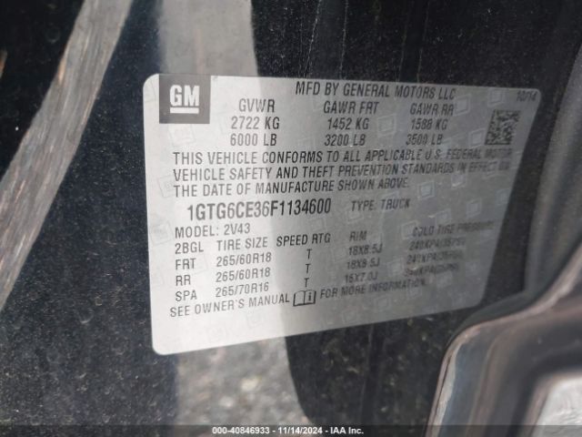 1GTG6CE36F1134600 GMC CANYON SLT