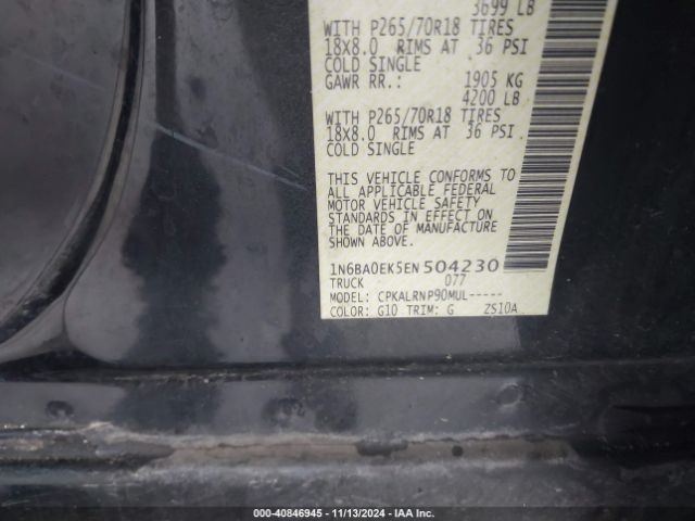 1N6BA0EK5EN504230 Nissan TITAN S