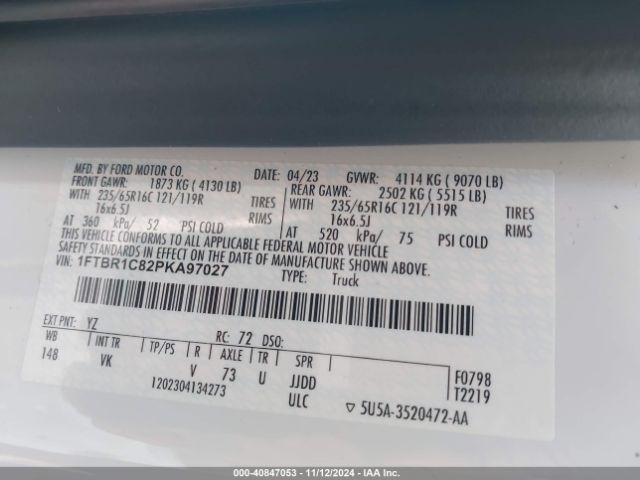 1FTBR1C82PKA97027 Ford Transit-250 Cargo Van