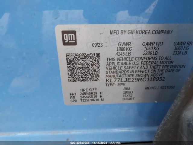 KL77LJE29RC118952 Chevrolet Trax Fwd 2rs