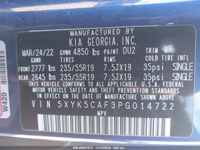 5XYK5CAF3PG014722 KIA Sportage Sx-prestige