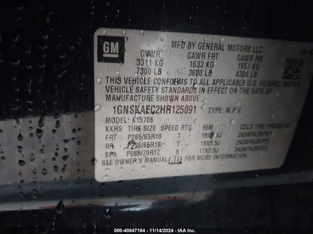 Chevrolet Tahoe Ls 2017 1GNSKAEC2HR125091 Image 9