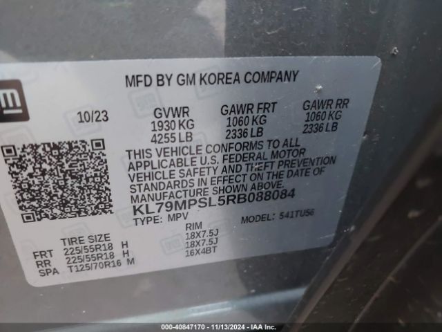 KL79MPSL5RB088084 Chevrolet Trailblazer Fwd Lt