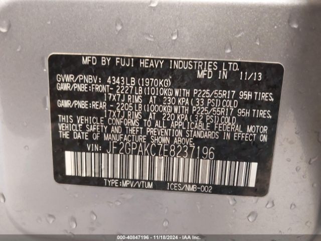 JF2GPAKC7E8237196 Subaru Xv Crosstrek 2.0i Limited