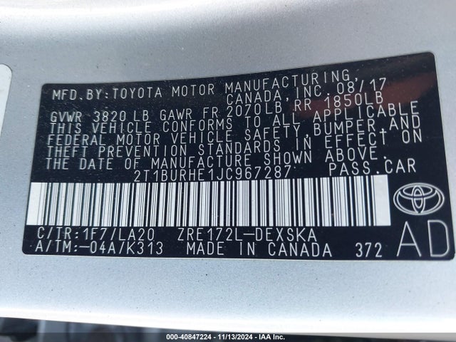 Toyota Corolla Xse 2018 2T1BURHE1JC967287 Image 9