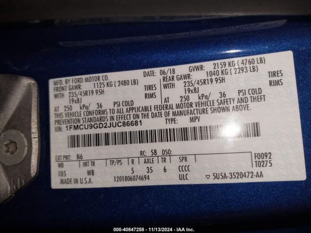 2018 FORD ESCAPE 1FMCU9GD2JUC86681 Photo 8